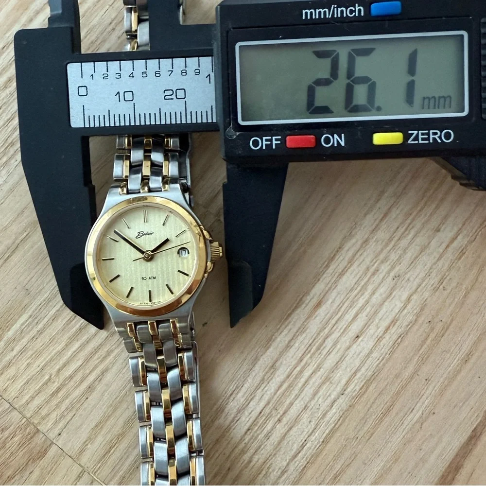Belair Rare Luxury Ladies Watch Two-Tone Bracelet Case Gold Dial Date New Batt